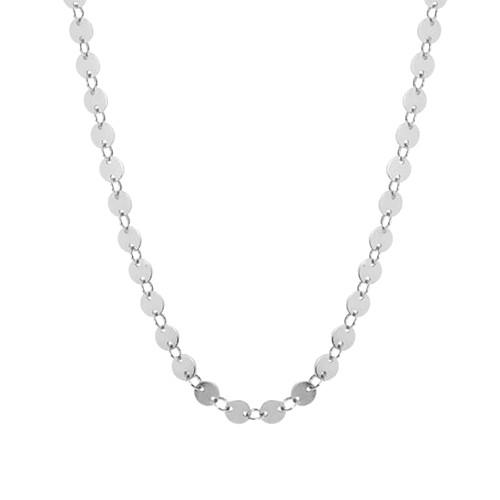 Vintage style tiny disc chain choker necklace in 925 silver for women